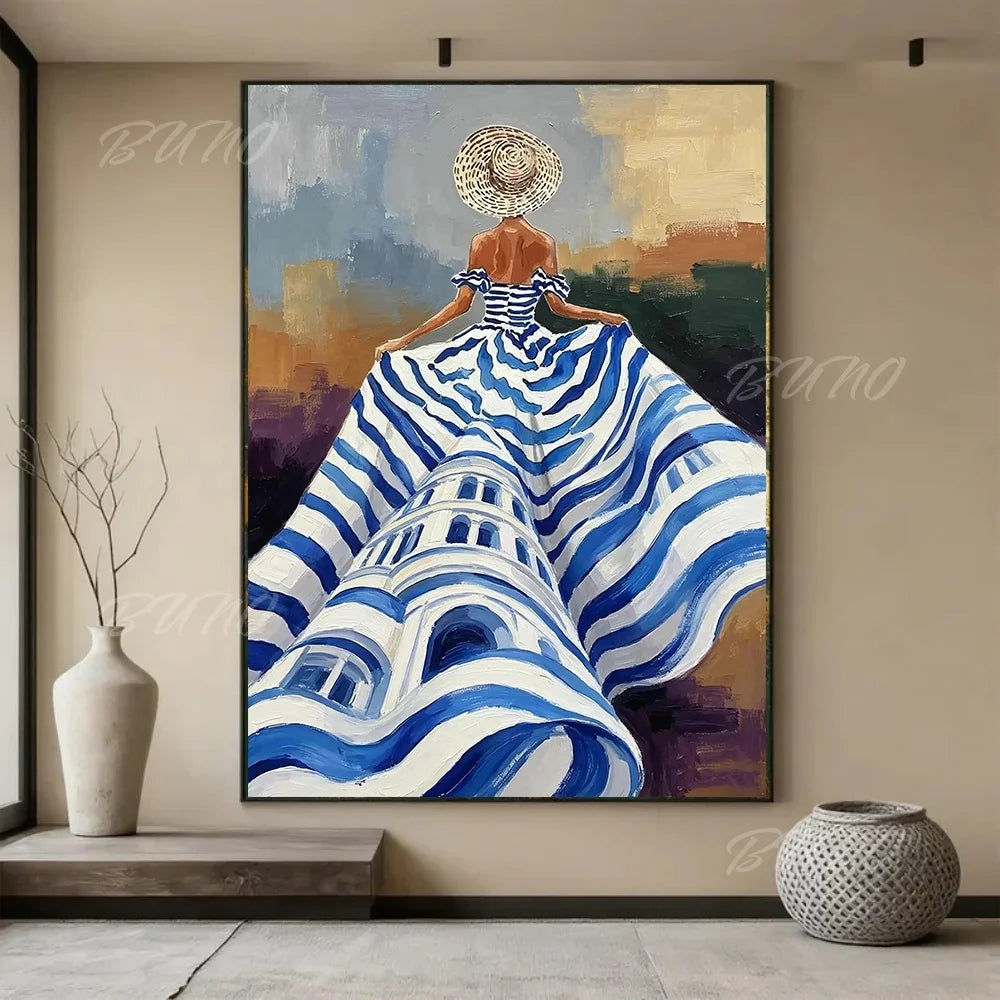 French Straw Hat Lady Painting