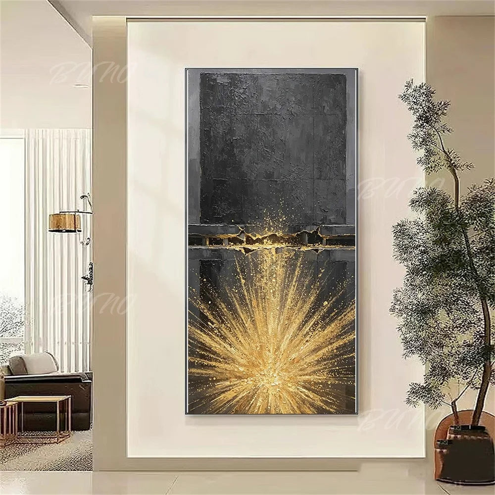 Black Gold Foil Painting