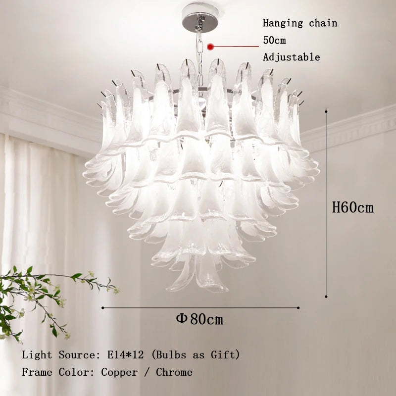 White Petal Glass Chandelier