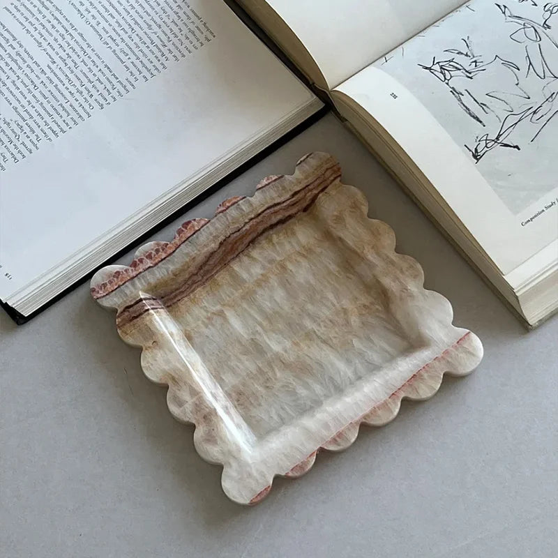 Natural Marble Travertine Serving Tray