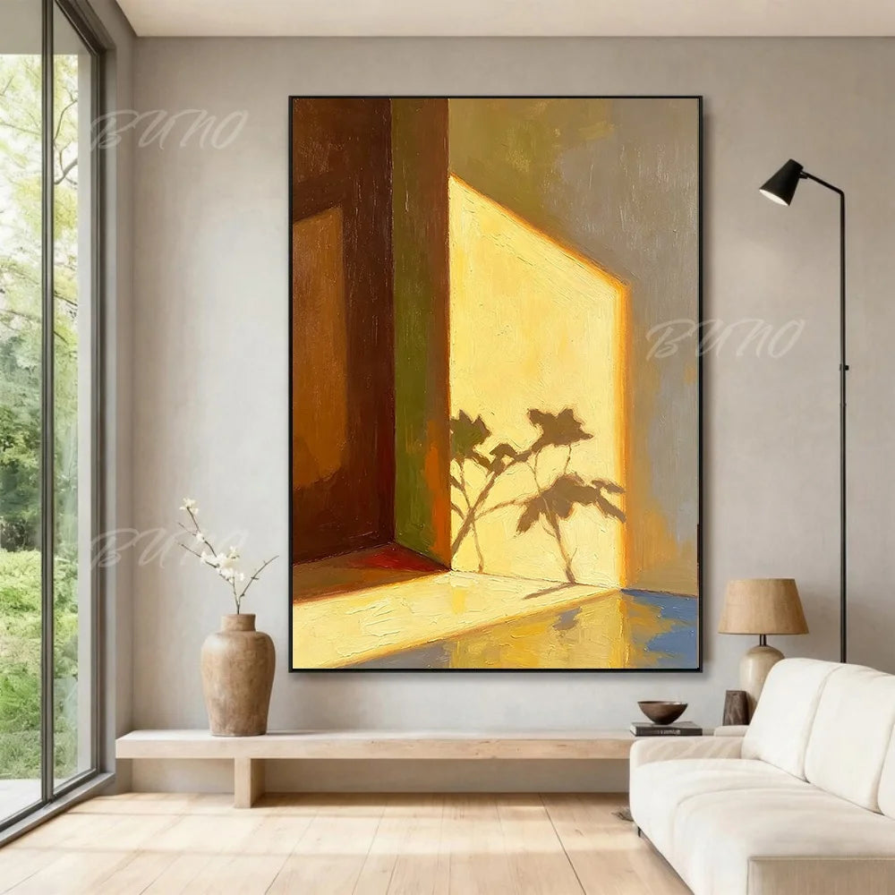 Sunlit Palm Leaf Painting