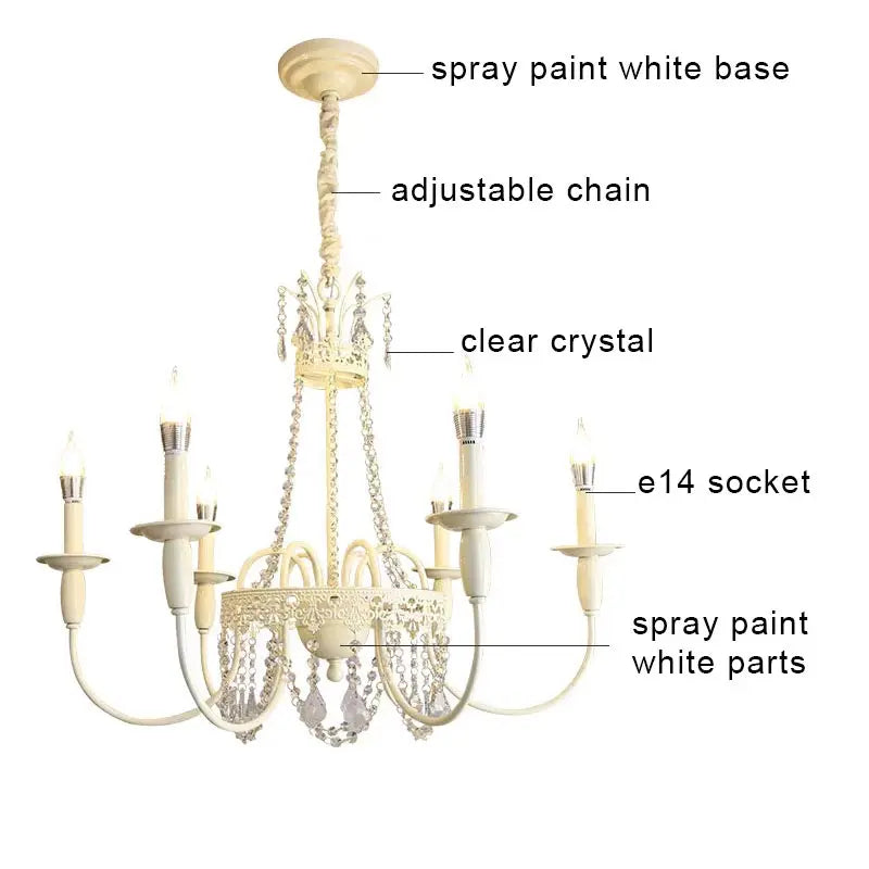 Modern 6-Light Crystal Chandelier White
