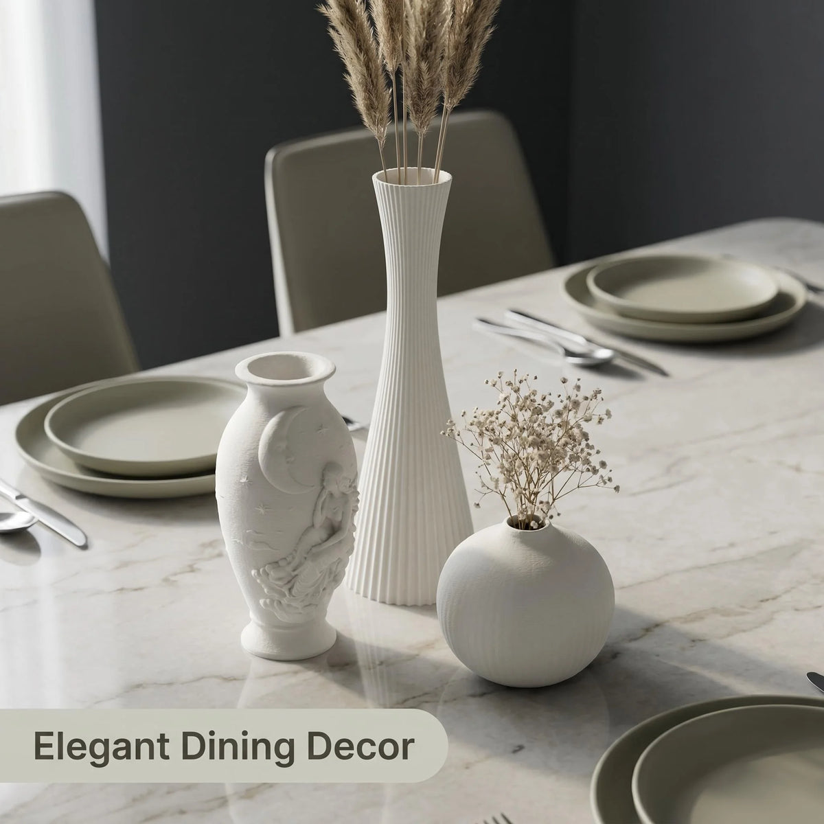 Matte 3D Vase Trio