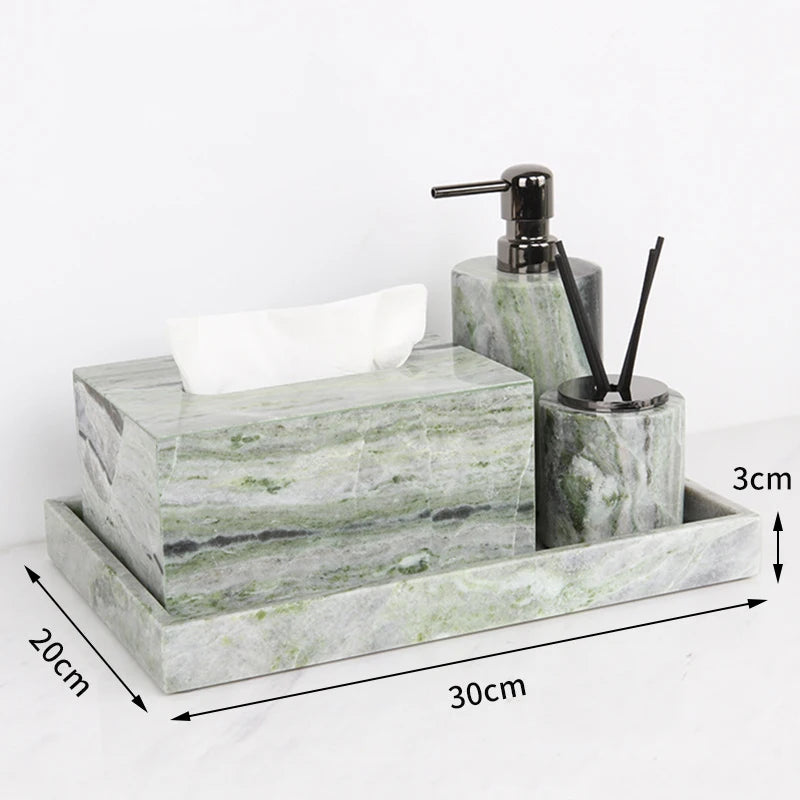 Emerald Green Natural Marble Bathroom Set