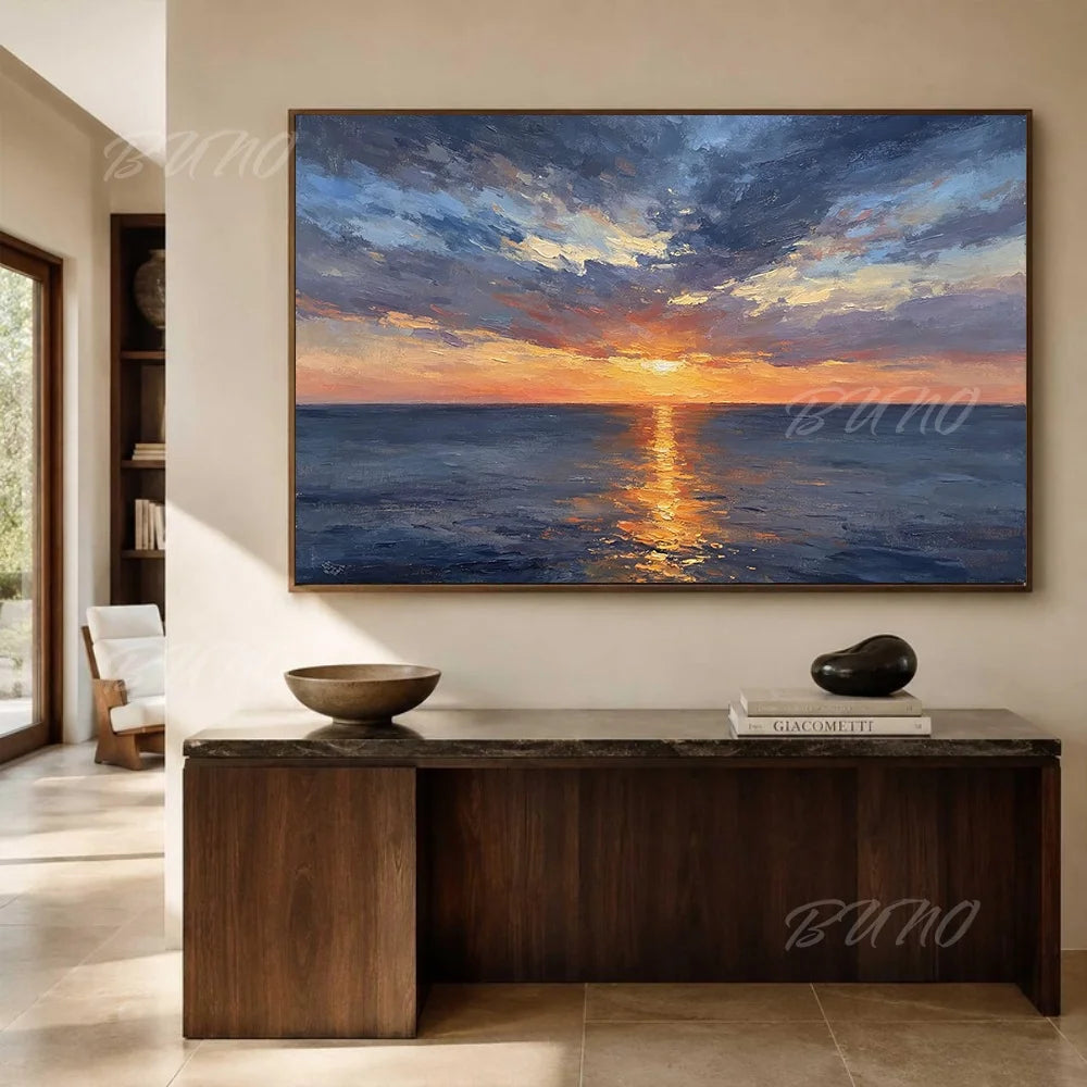 Gold Textured Seascape Art