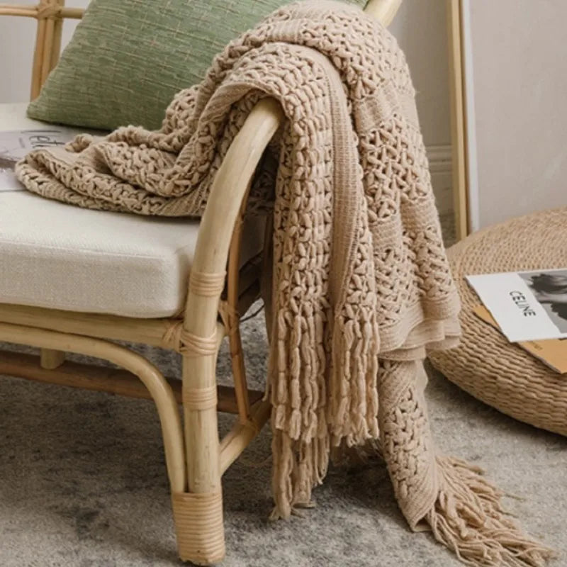 Khaki Grey Knitted Throw