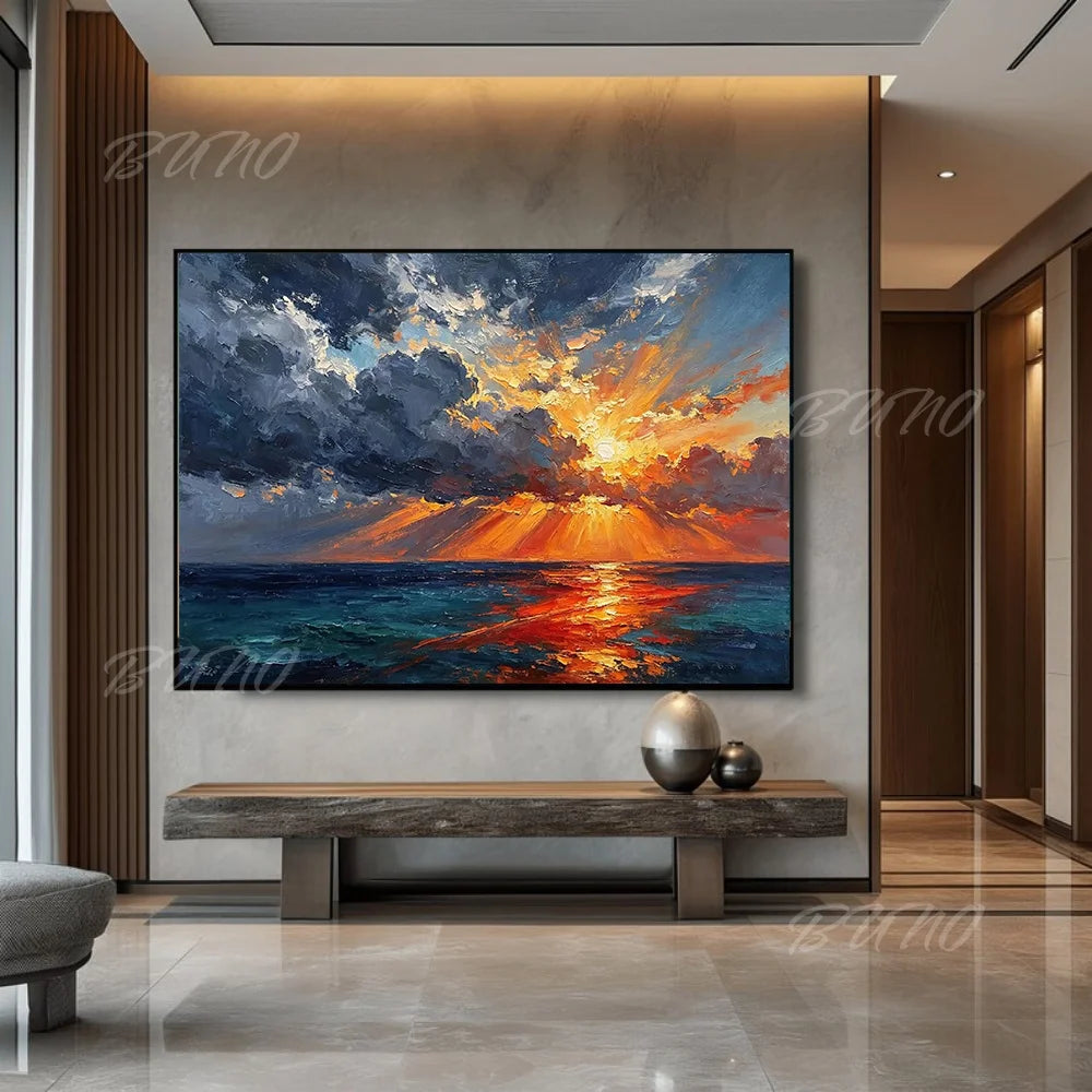 Gold Textured Seascape Art