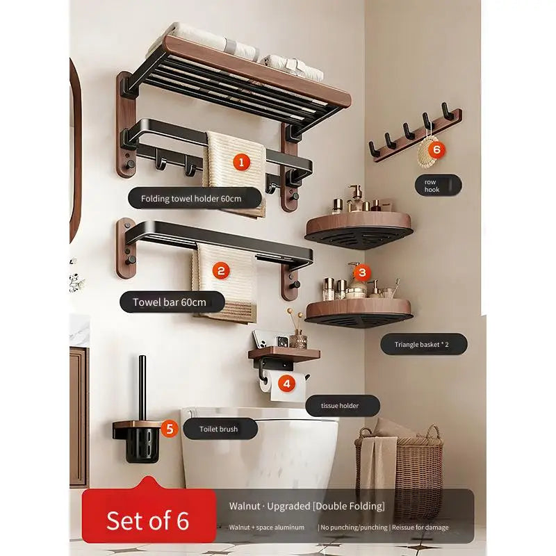 Walnut Folding Towel Rack