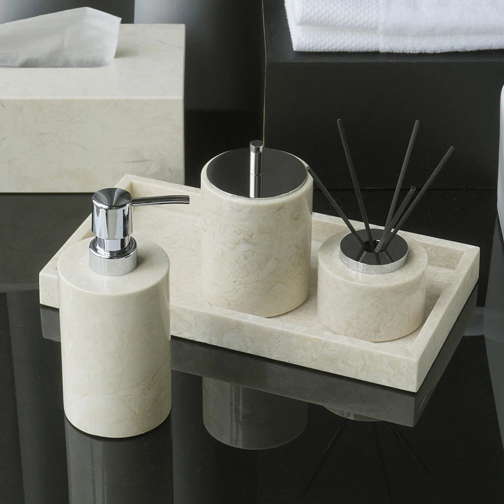 Emperador Light Marble Bath Set