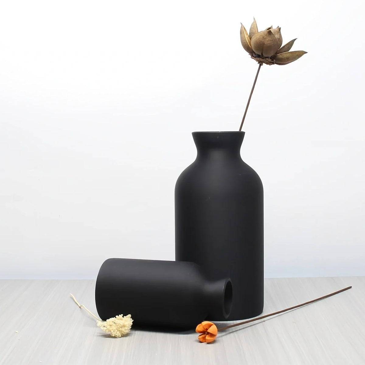 Black Bohemian Vase Pair