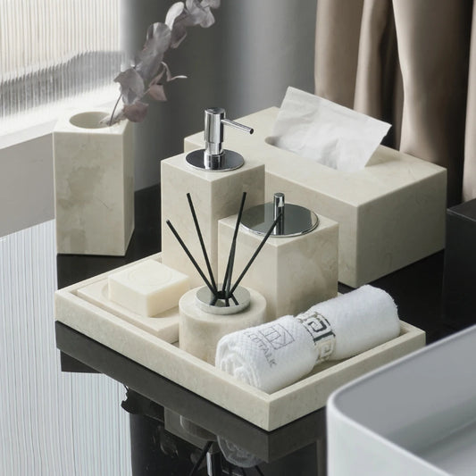 Emperador Light Marble Bath Set