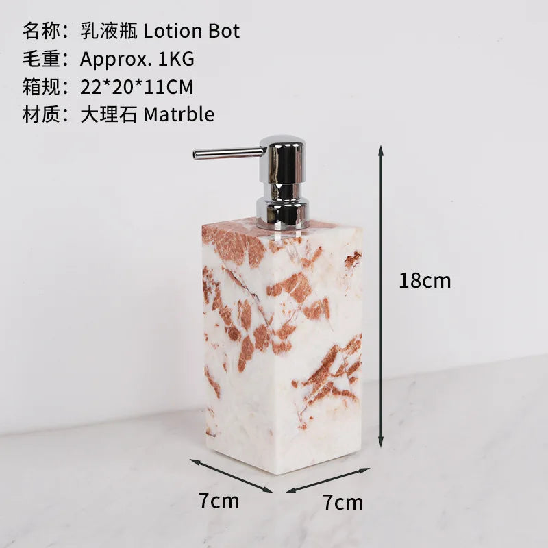 Coral Red Marble Bath Set