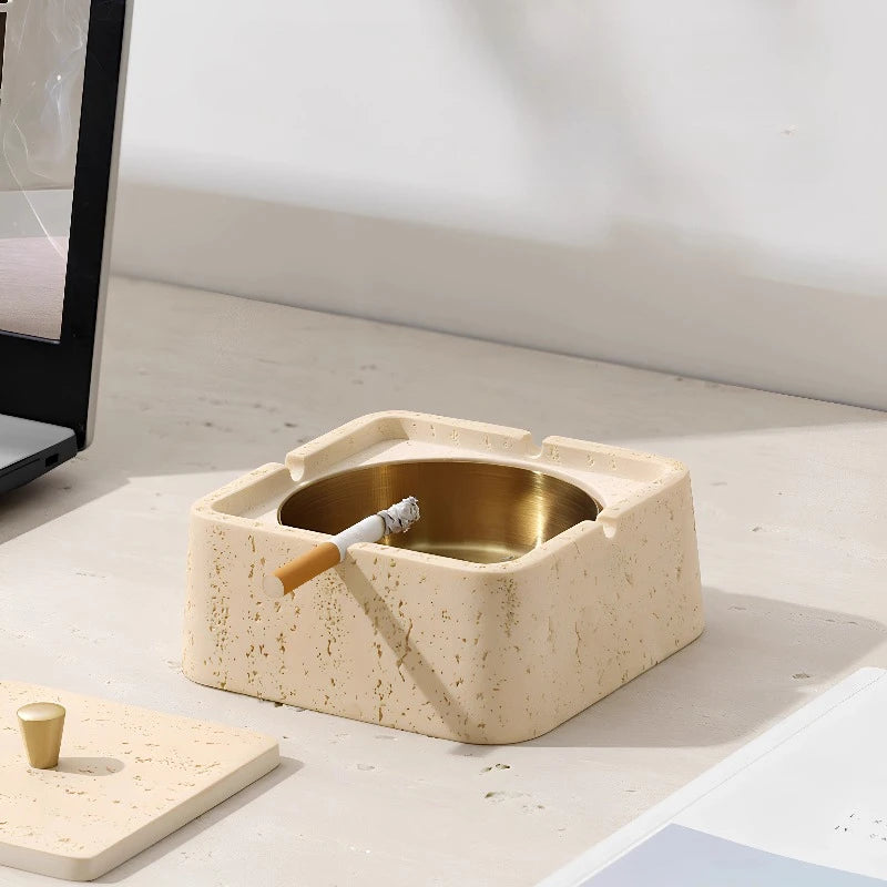 Retro Natural Travertine Ashtray