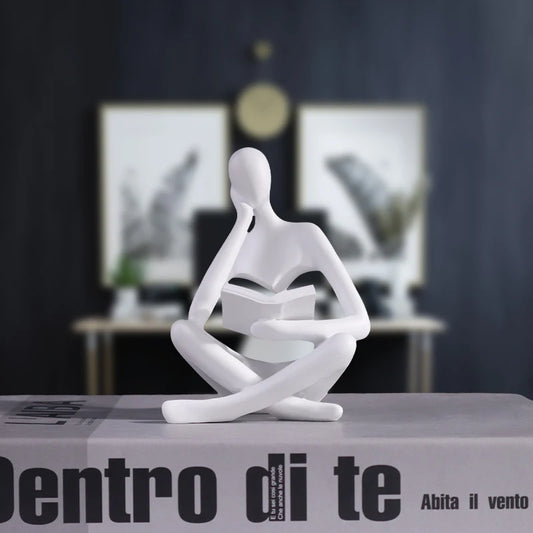 Abstract Little Man Reading Book Sculpture