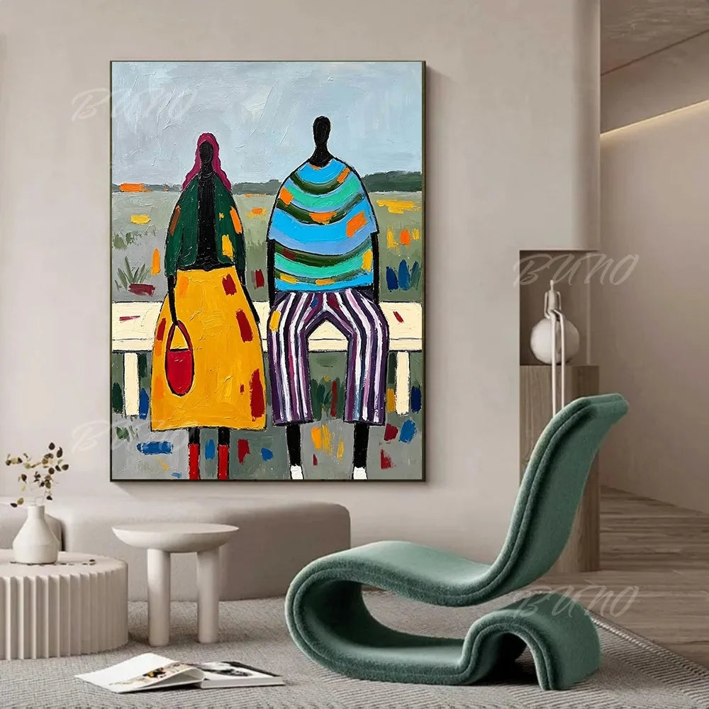 African Couple Oil Painting
