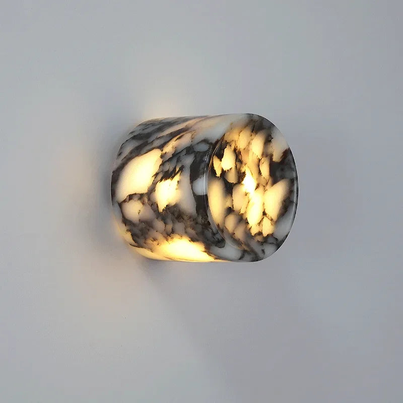 Cylindrical Marble Hallway Wall Lamp