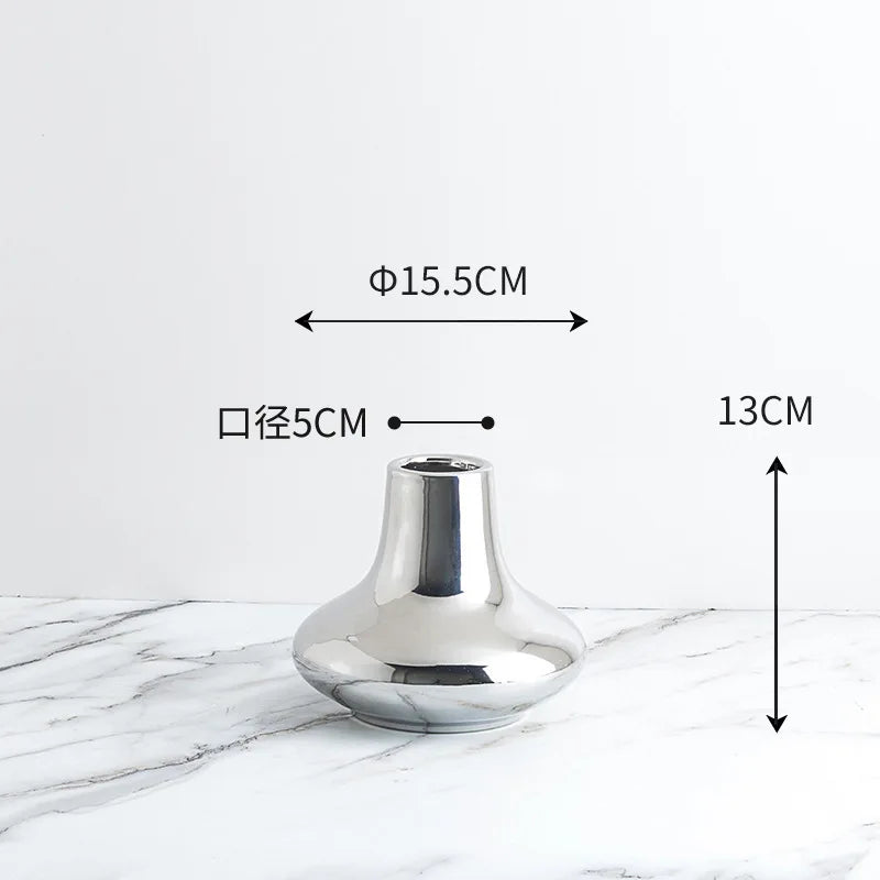 Silver Cone Ceramic Vase