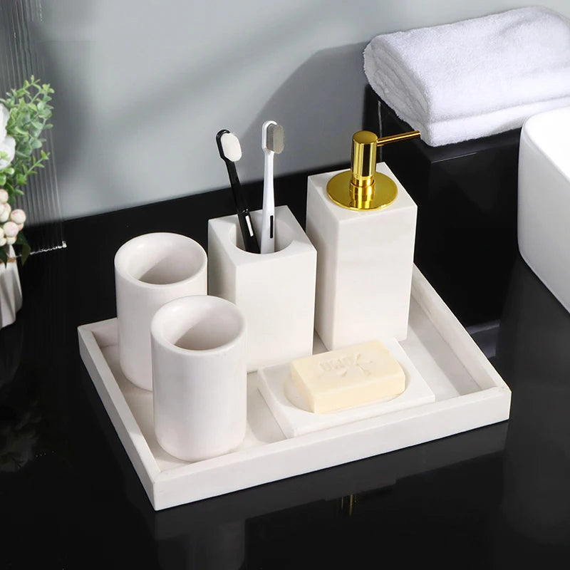 White Volakas Bath Set