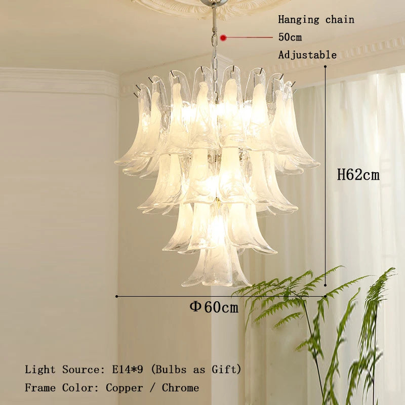 White Petal Glass Chandelier