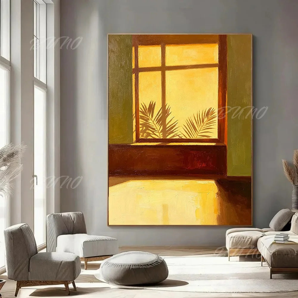 Sunlit Palm Leaf Painting
