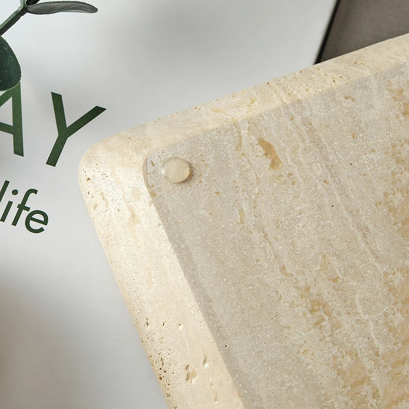 Beige Travertine Plate for Pastry