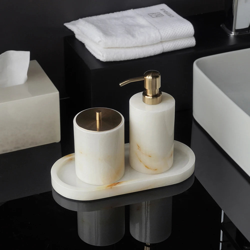 White Onyx Marble Bath Trio