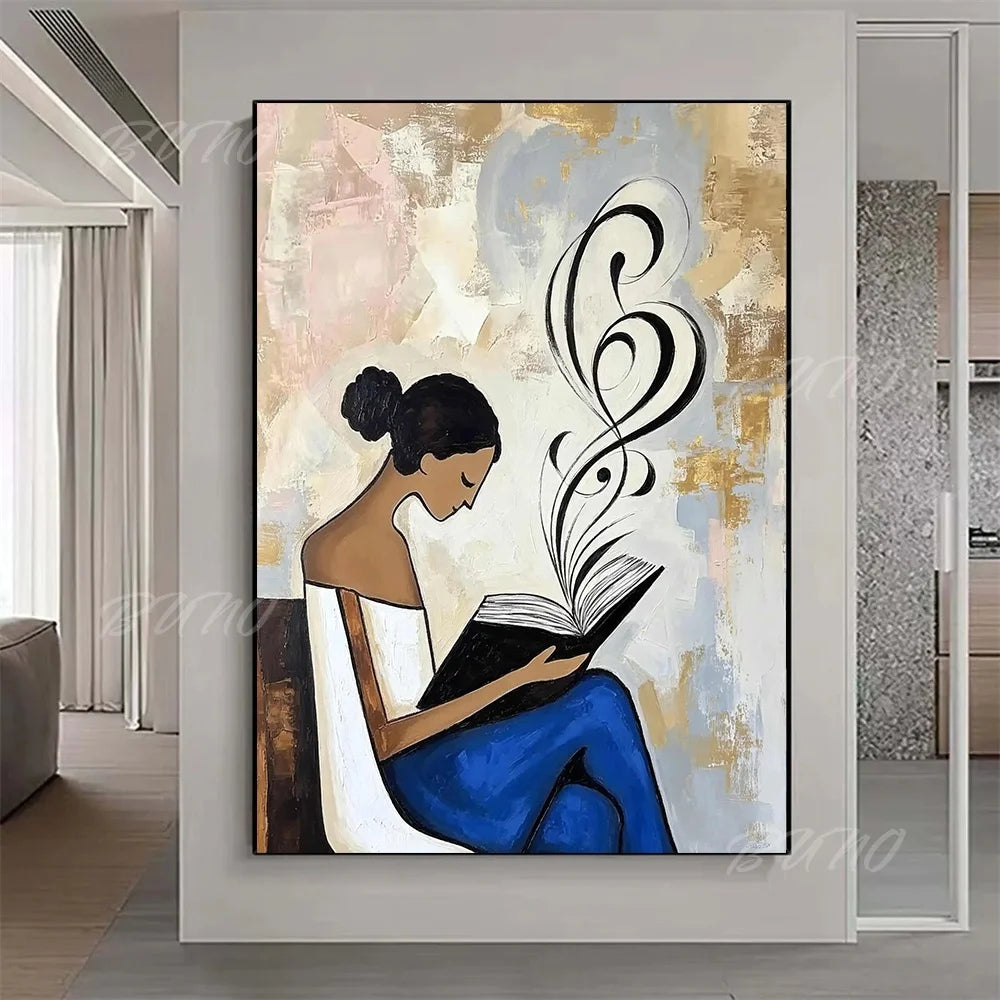 Bohemian Reading Lady Painting