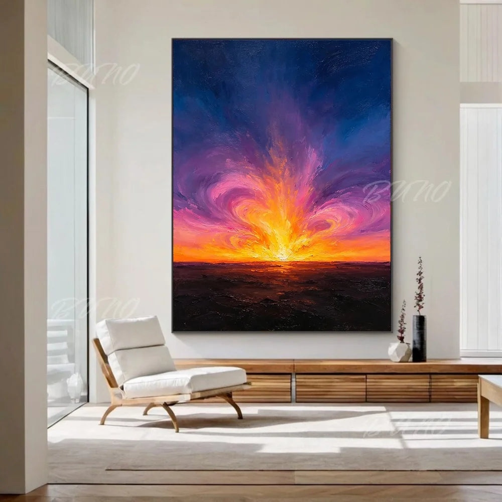 Impasto Sunset Seascape Painting