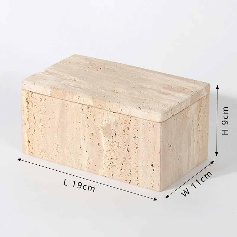 Decorative Travertine Storage Box