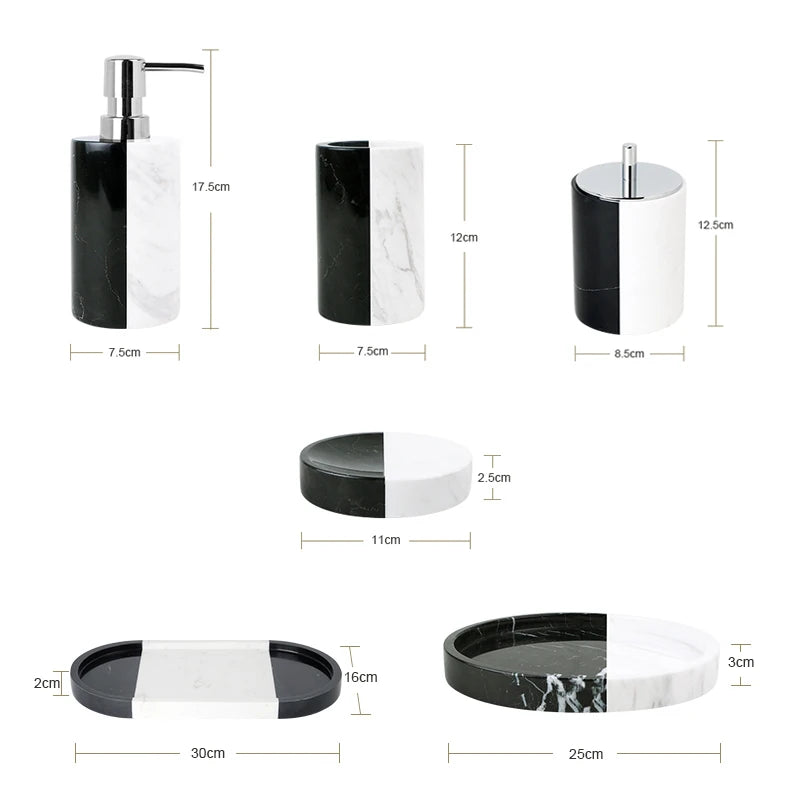 Black and White Natural Marble Set