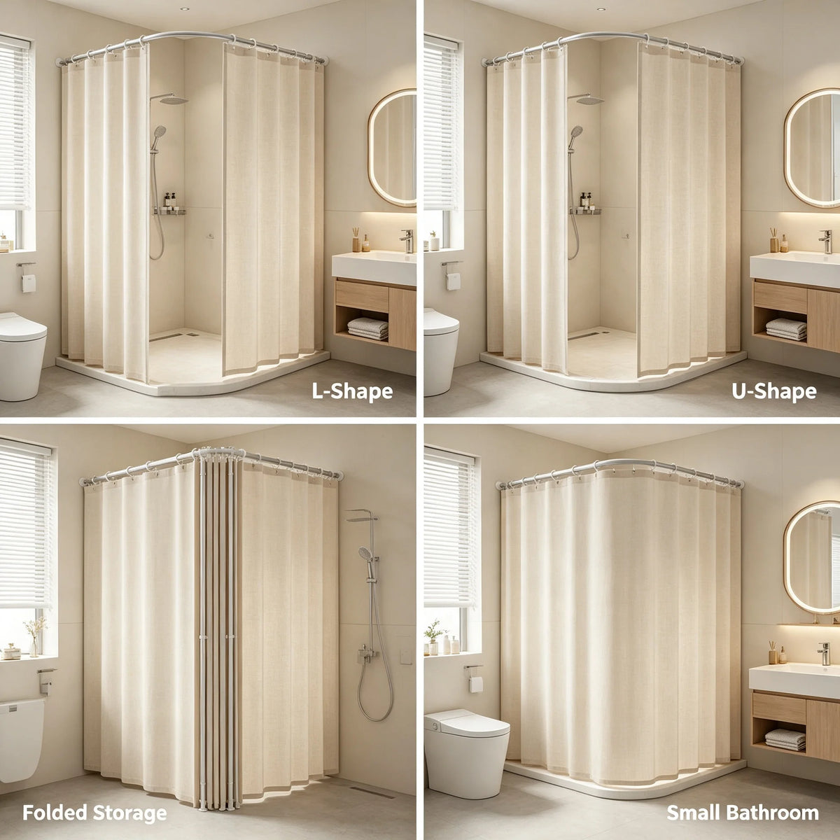 Folding Shower Curtain Set