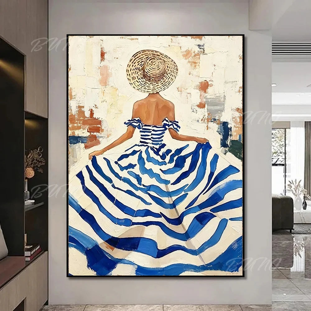 French Straw Hat Lady Painting
