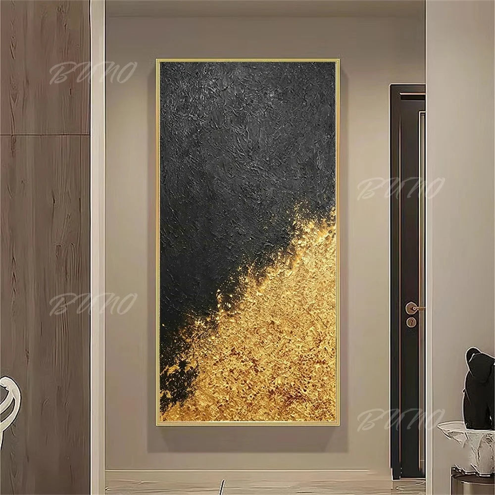 Black Gold Foil Painting