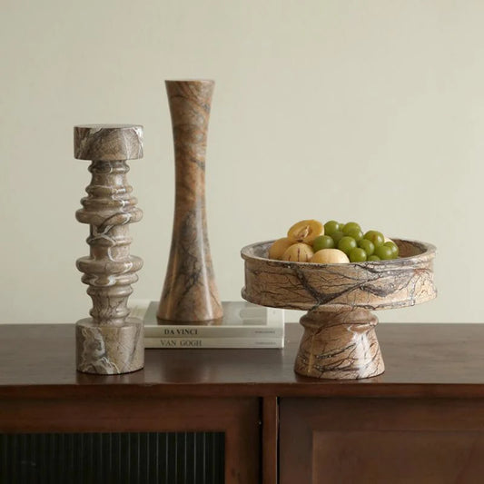Vintage Natural Marble Candle Holders