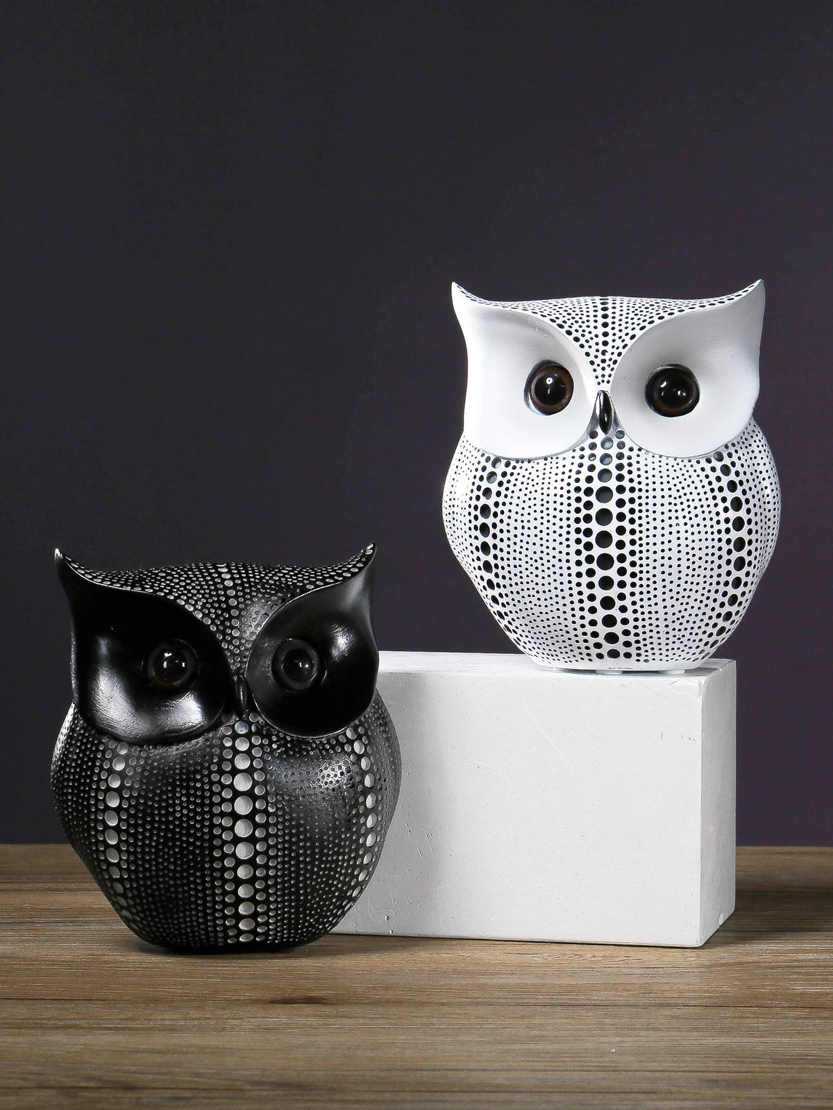 Owl Resin Statue Pair