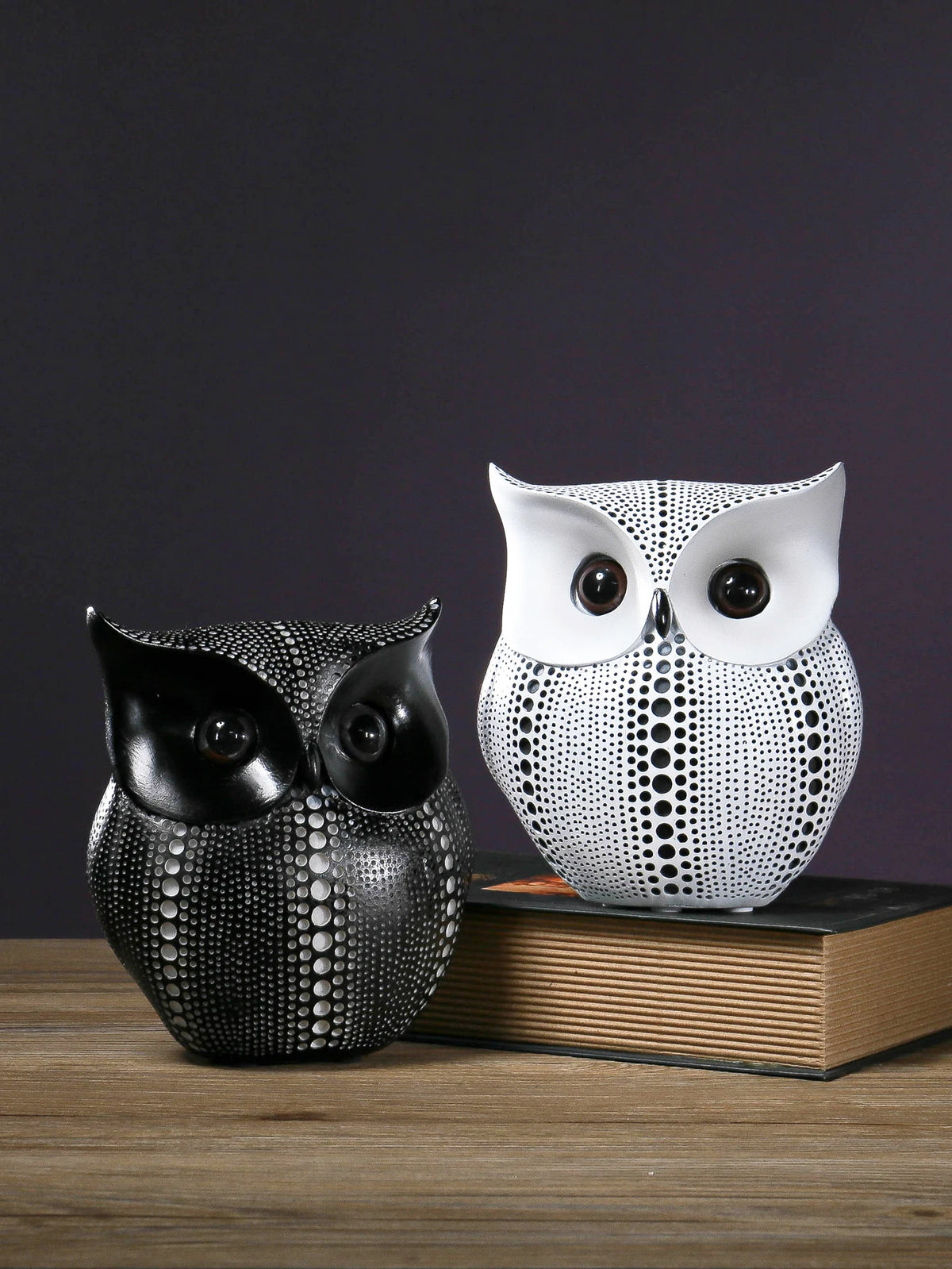 Owl Resin Statue Pair