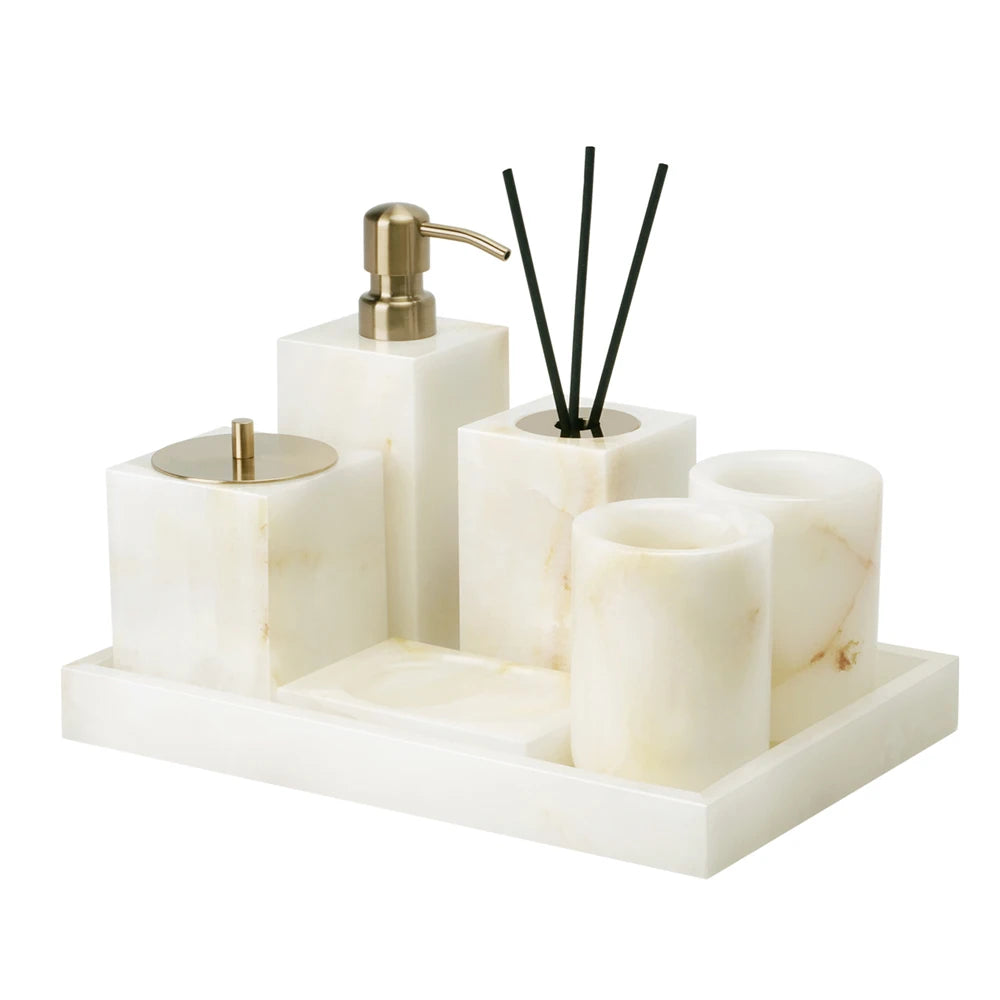 White Onyx Marble Bath Trio