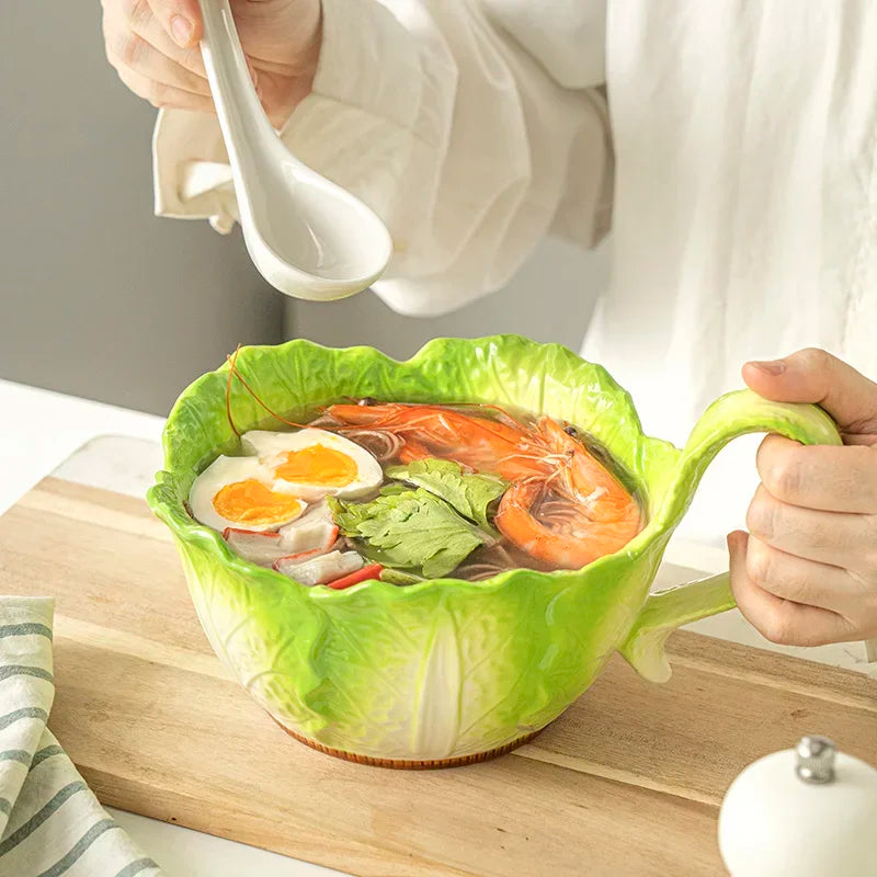 Ceramic Imitation Cabbage Instant Noodle Bowl