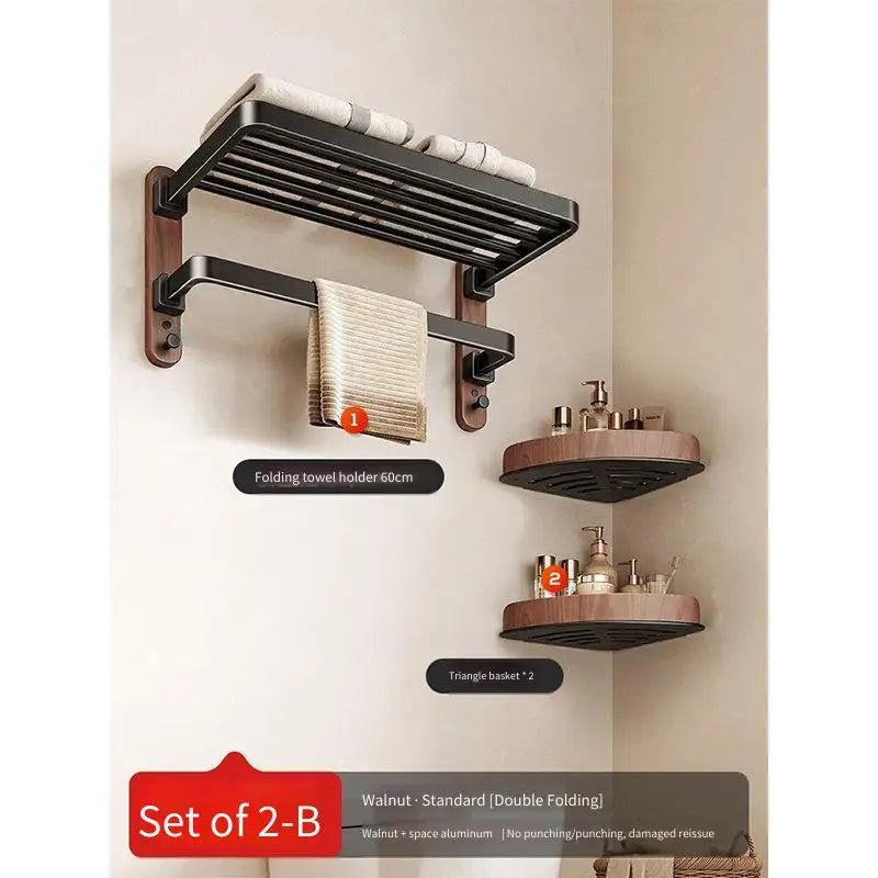 Walnut Folding Towel Rack