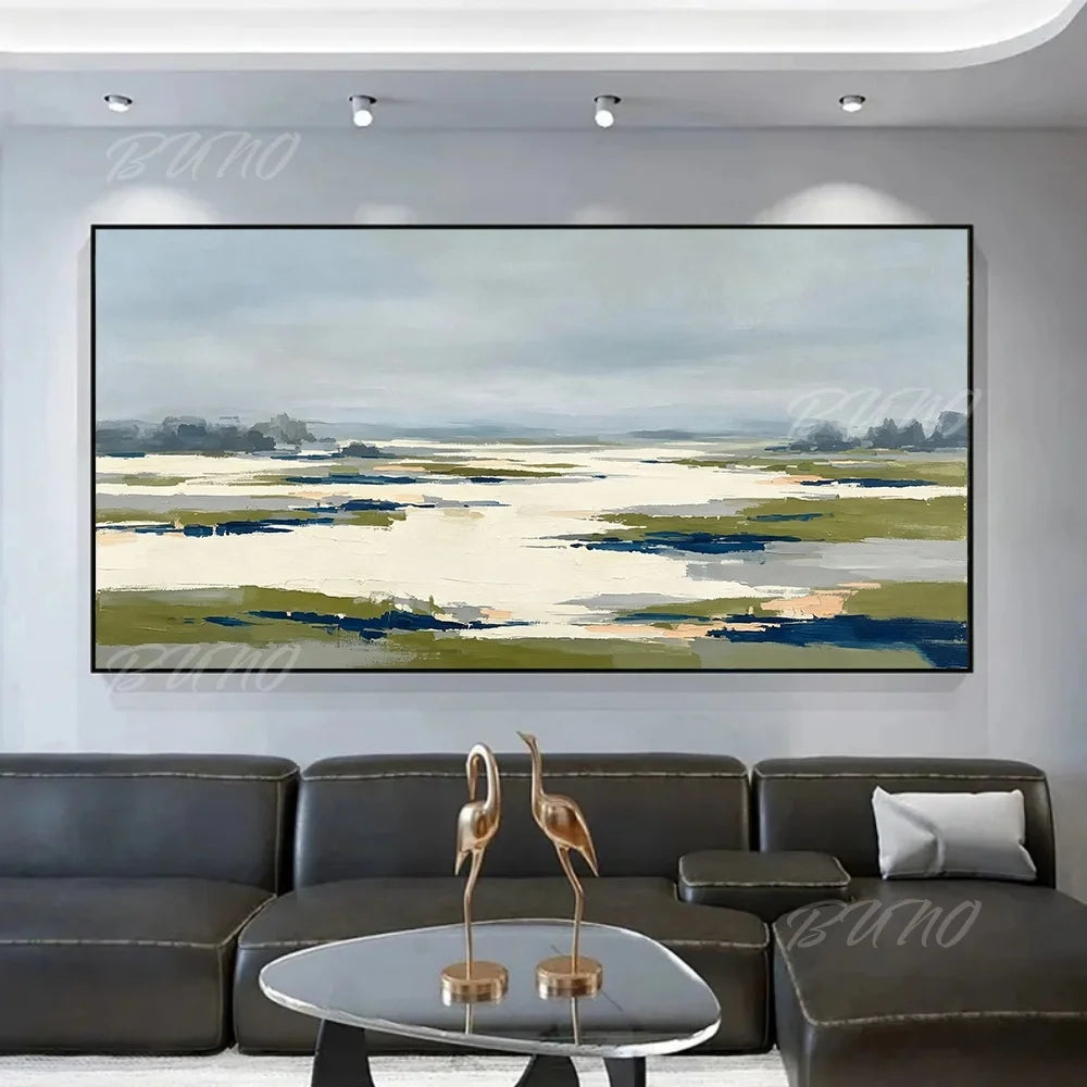 Green Wetland River Art