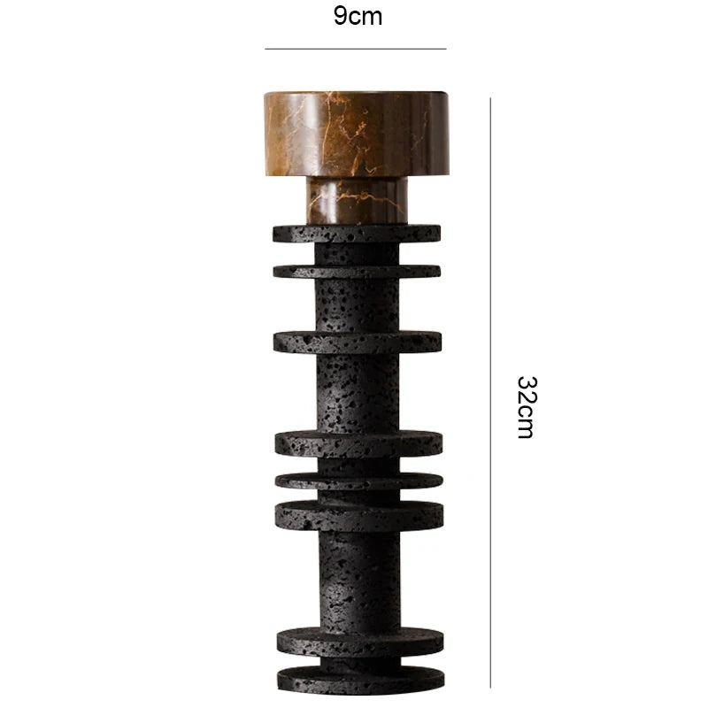Large Black Marble Pillar Candlestick