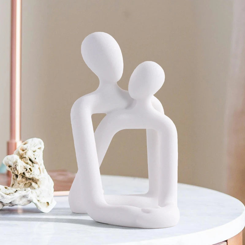 Couple Embrace Phone Holder Sculpture