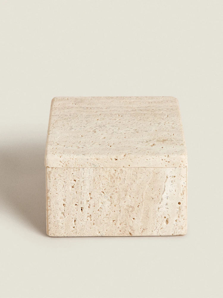 Travertine Storage Container for Jewelry