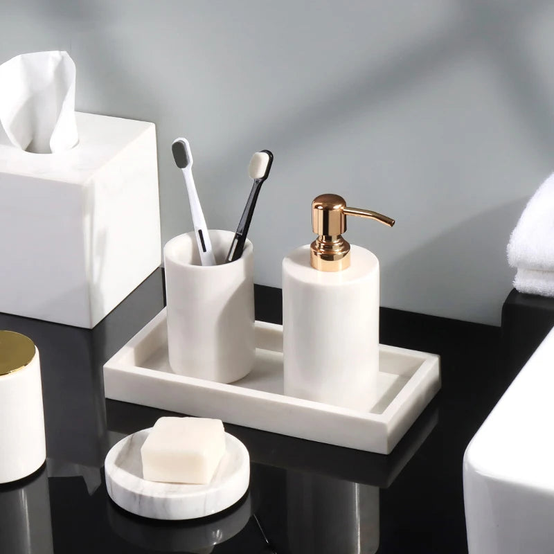 White Volakas Bath Set