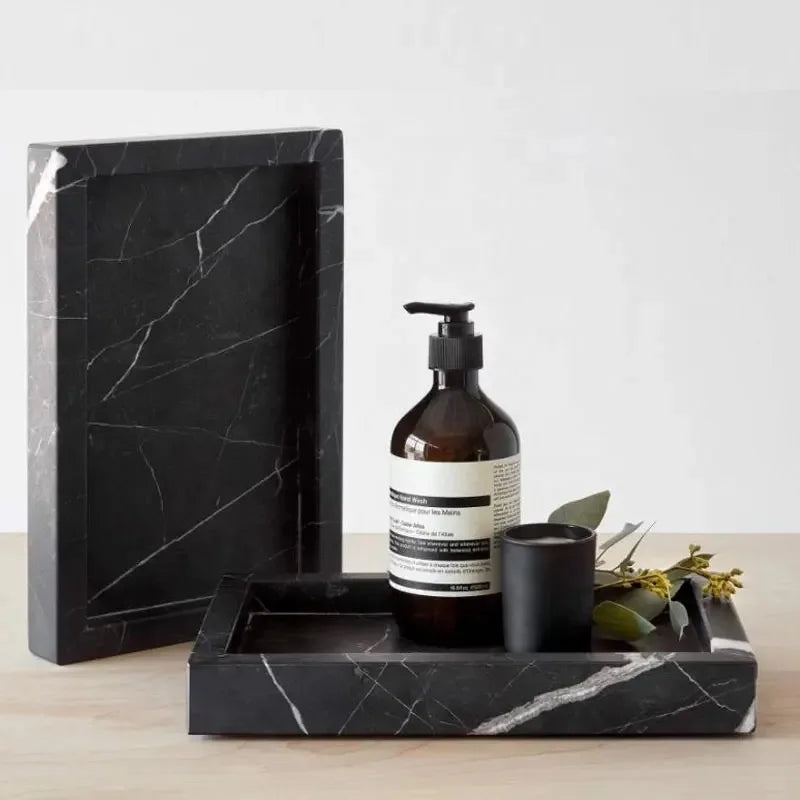 Black Nero Marquina Marble Tray