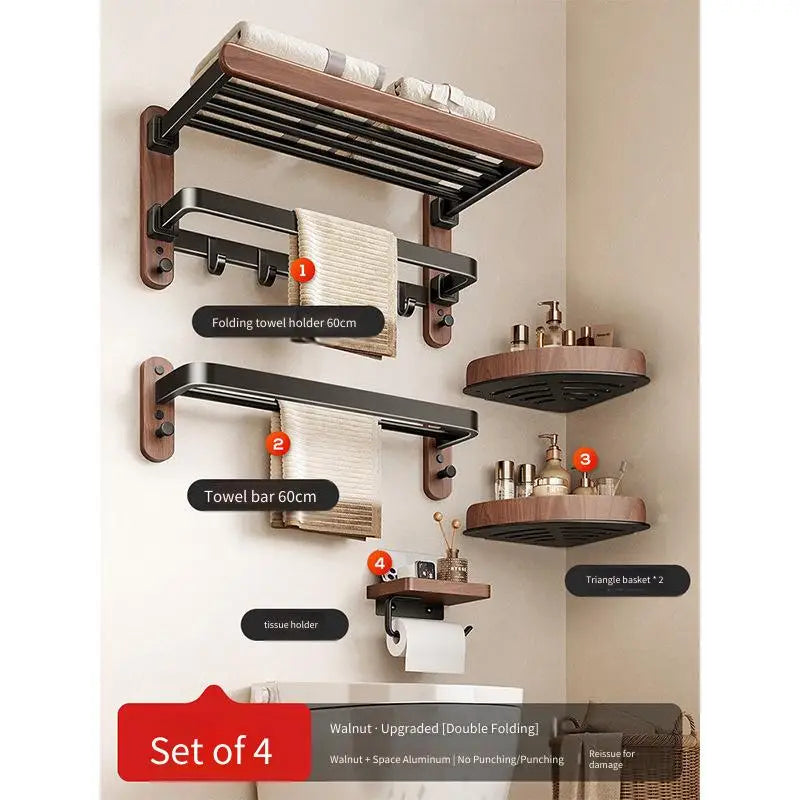 Walnut Folding Towel Rack