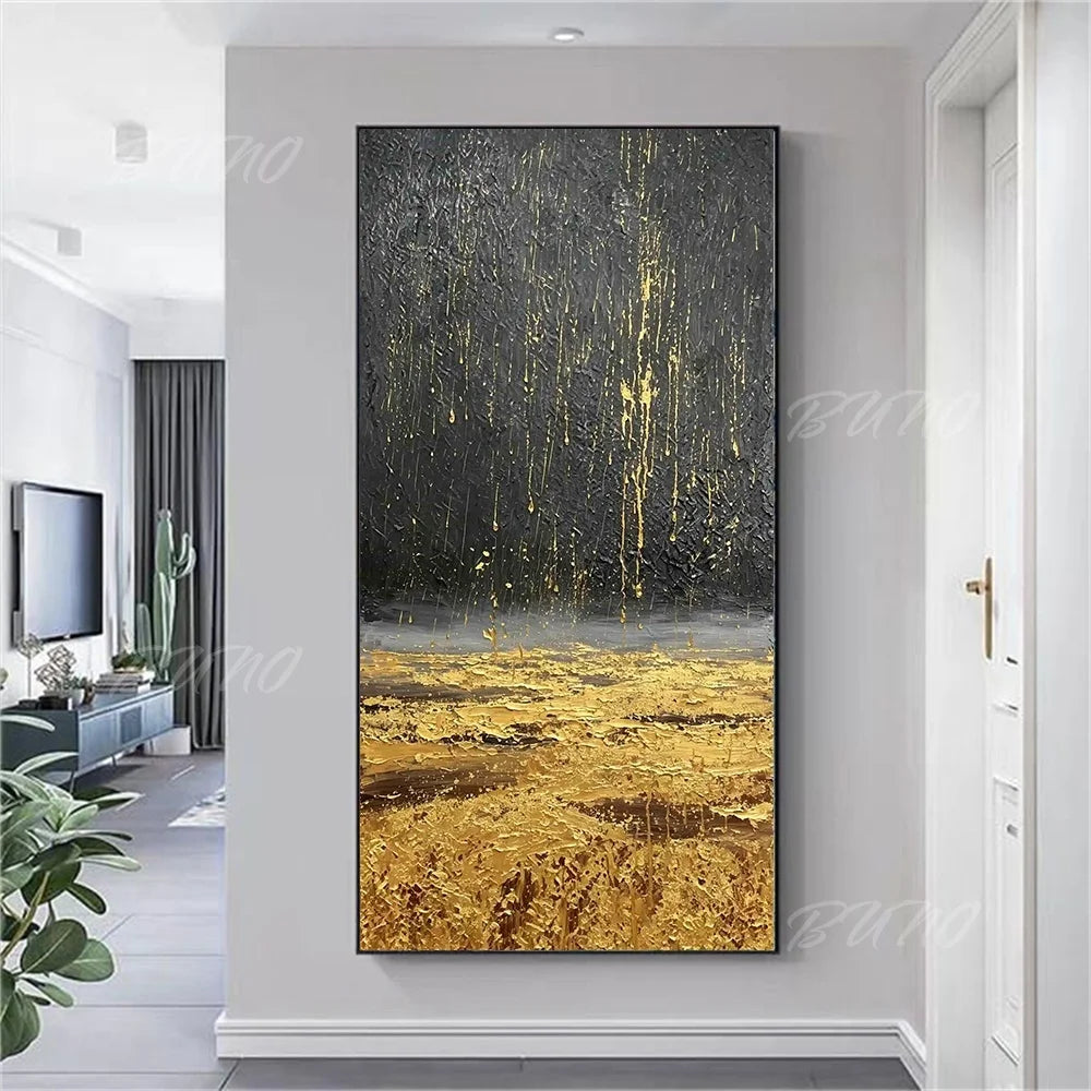 Black Gold Foil Painting