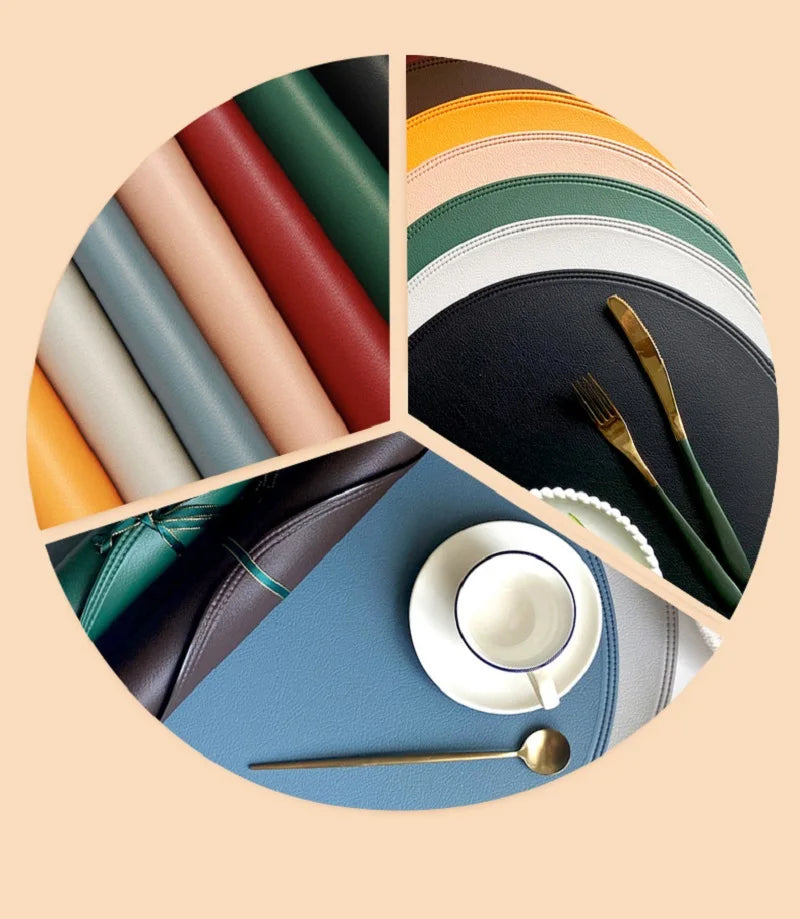 Round Leather Placemat Set