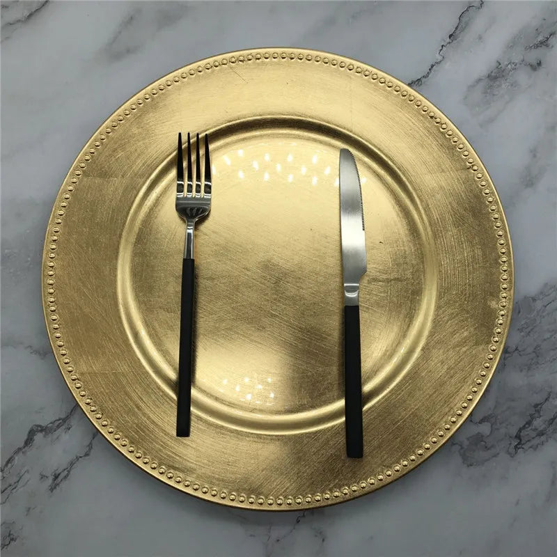 Dinner Gold Plastic Beaded Charger