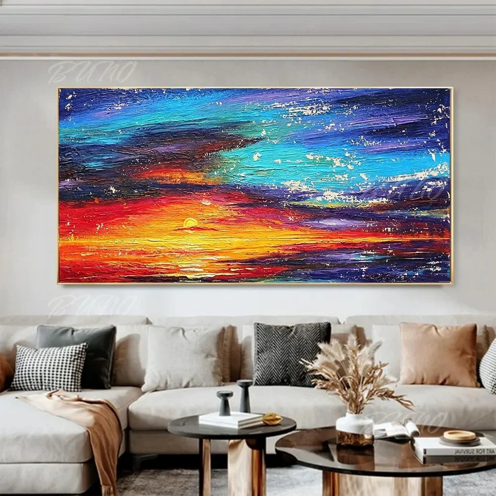 Sea Sunset Impasto Painting